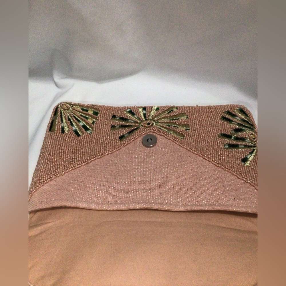 Beaded Pink and Green Floral Clutch Bag - Picture 7 of 9